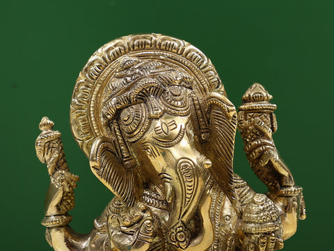 5" Small Brass Ekdanta Ganesha