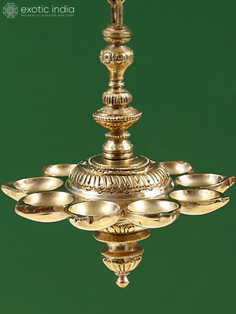 15" Brass Dancing Ganesha with Hanging Diya