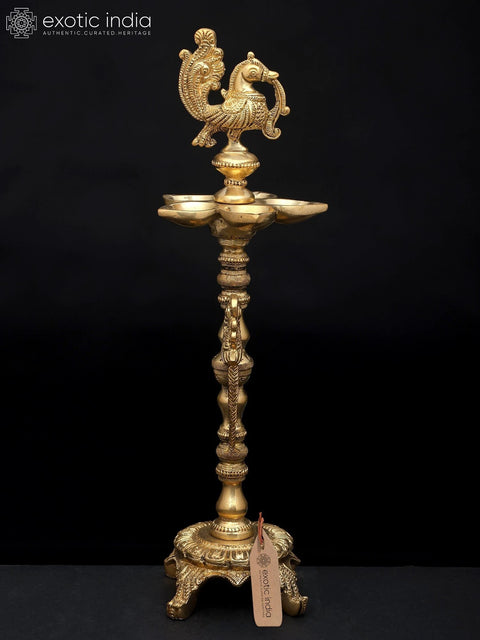 12" Brass Peacock Lamp (Annam Lamp)