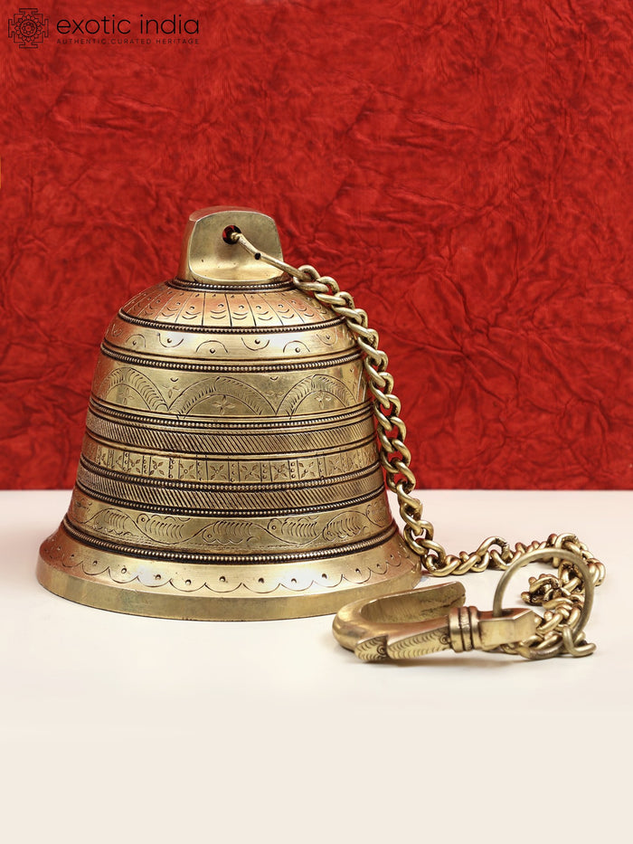 5" Brass Temple Hanging Bell for Pooja