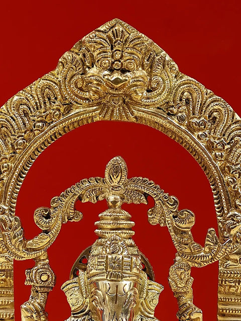 9" Fine Lord Ganesha on Pedestal with Kirtimukha Prabhavali