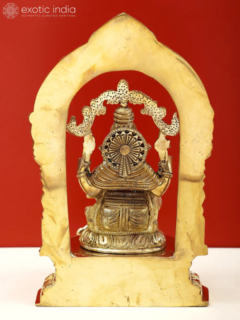 9" Fine Lord Ganesha on Pedestal with Kirtimukha Prabhavali