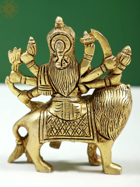 4" Small Brass Goddess Durga Statue