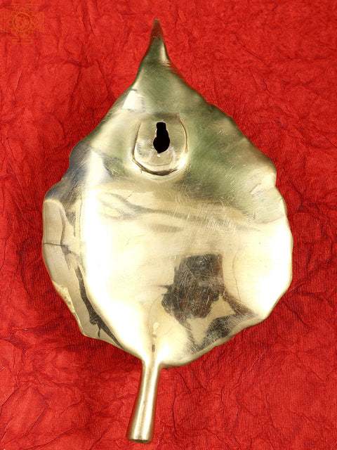 9" Baby Krishna on Peepal Leaf Wall Hanging In Brass