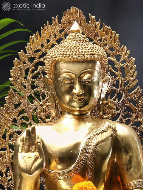24" Brass Gautam Buddha Sculpture - Elegant Spiritual Art for Home & Office Décor