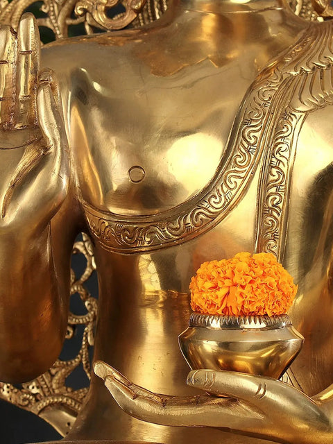 24" Brass Gautam Buddha Sculpture - Elegant Spiritual Art for Home & Office Décor