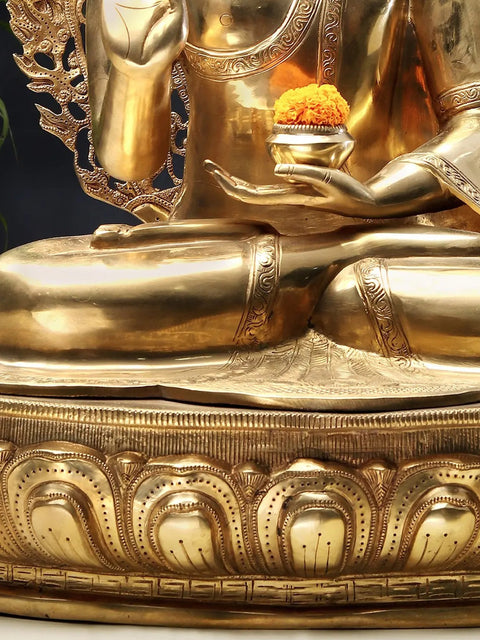 24" Brass Gautam Buddha Sculpture - Elegant Spiritual Art for Home & Office Décor