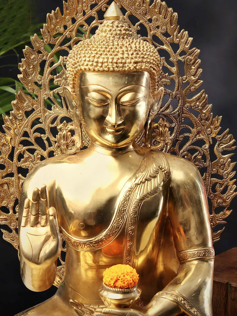 24" Brass Gautam Buddha Sculpture - Elegant Spiritual Art for Home & Office Décor