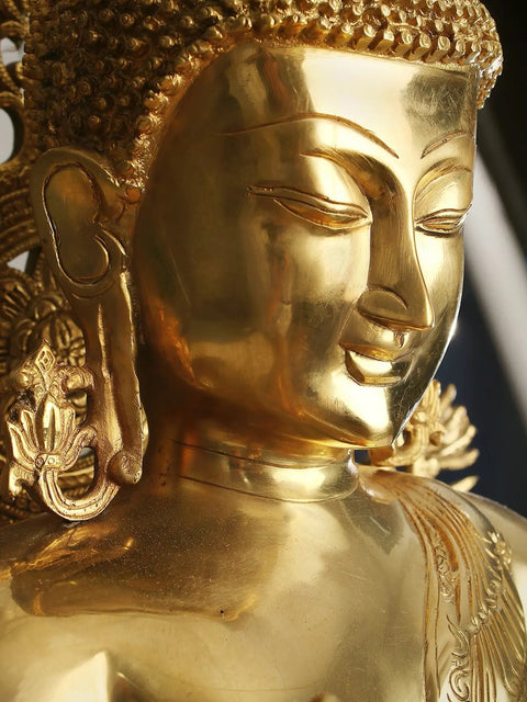 24" Brass Gautam Buddha Sculpture - Elegant Spiritual Art for Home & Office Décor