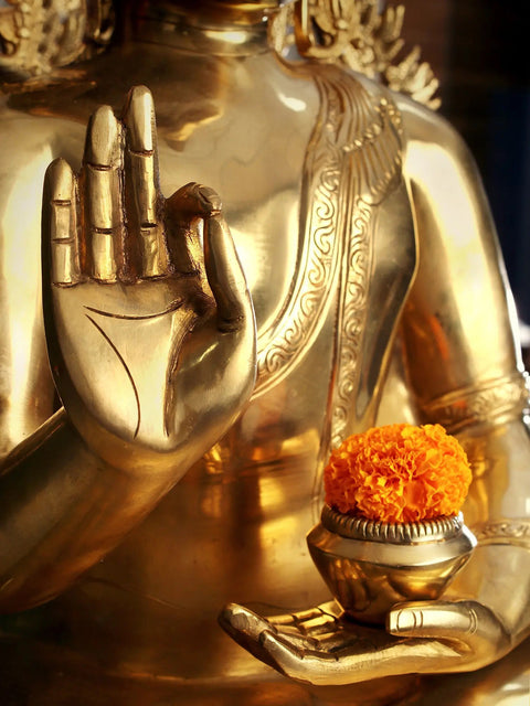 24" Brass Gautam Buddha Sculpture - Elegant Spiritual Art for Home & Office Décor