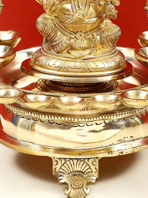 8" Brass Nine-Wick Lord Ganesha Lamp