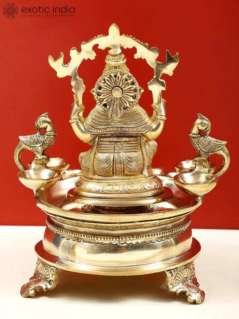 8" Brass Nine-Wick Lord Ganesha Lamp
