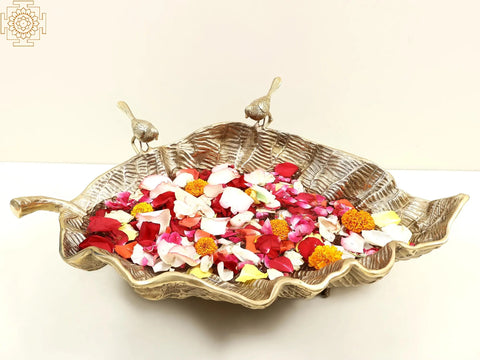 24" Brass Banana Leaf Urli | Handmade