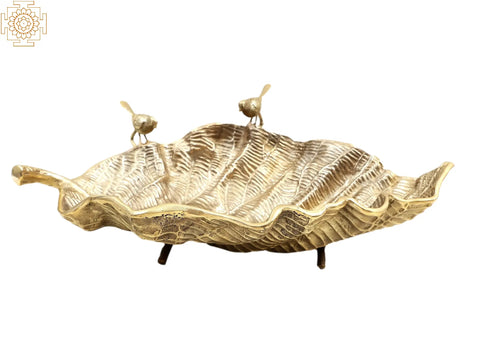 24" Brass Banana Leaf Urli | Handmade