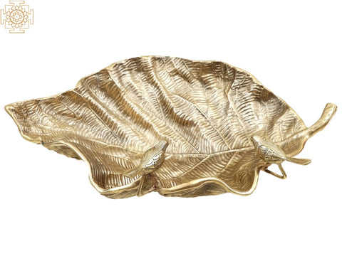 24" Brass Banana Leaf Urli | Handmade