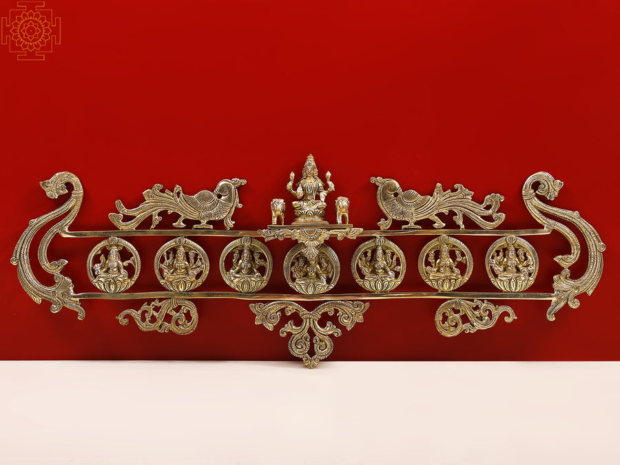 28" Ashtalakshmi Brass Wall Hanging for Home Pooja