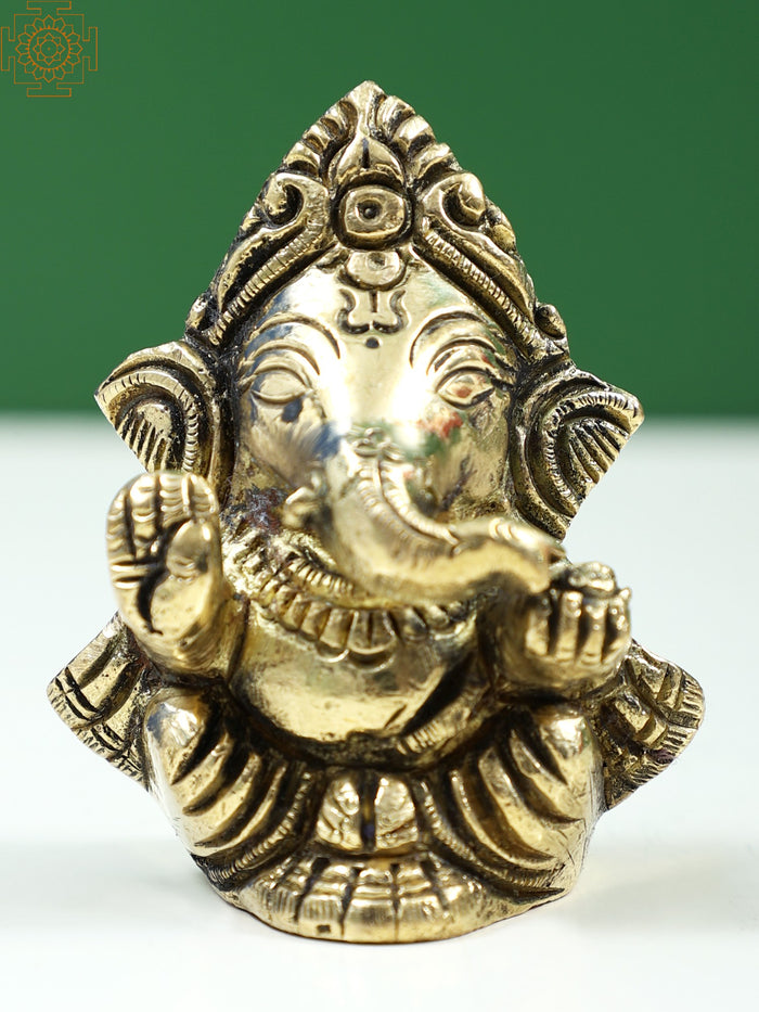 2" Small Lord Ganesha Brass Idol for Home Pooja