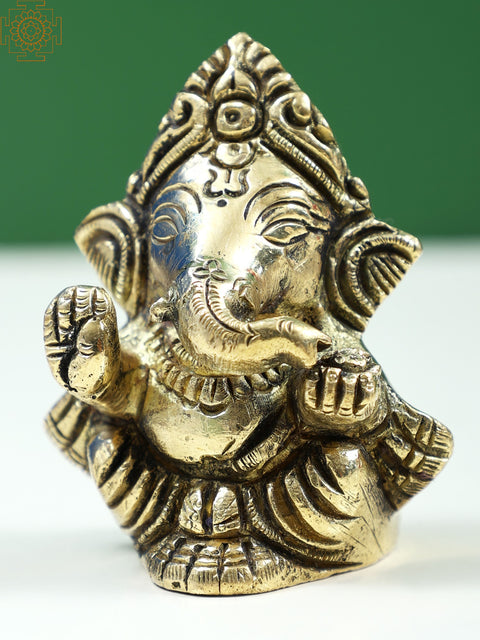 2" Small Lord Ganesha Brass Idol