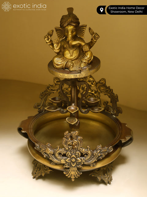 20"  Brass Lord Ganesha Urli