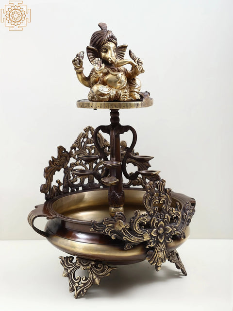 20"  Brass Lord Ganesha Urli