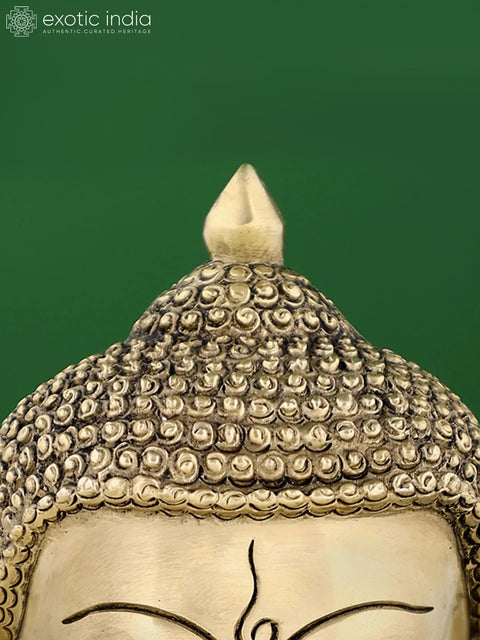 6" Small Brass Buddha Head Wall Hanging Statue