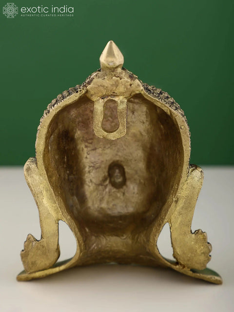 6" Small Brass Buddha Head Wall Hanging Statue