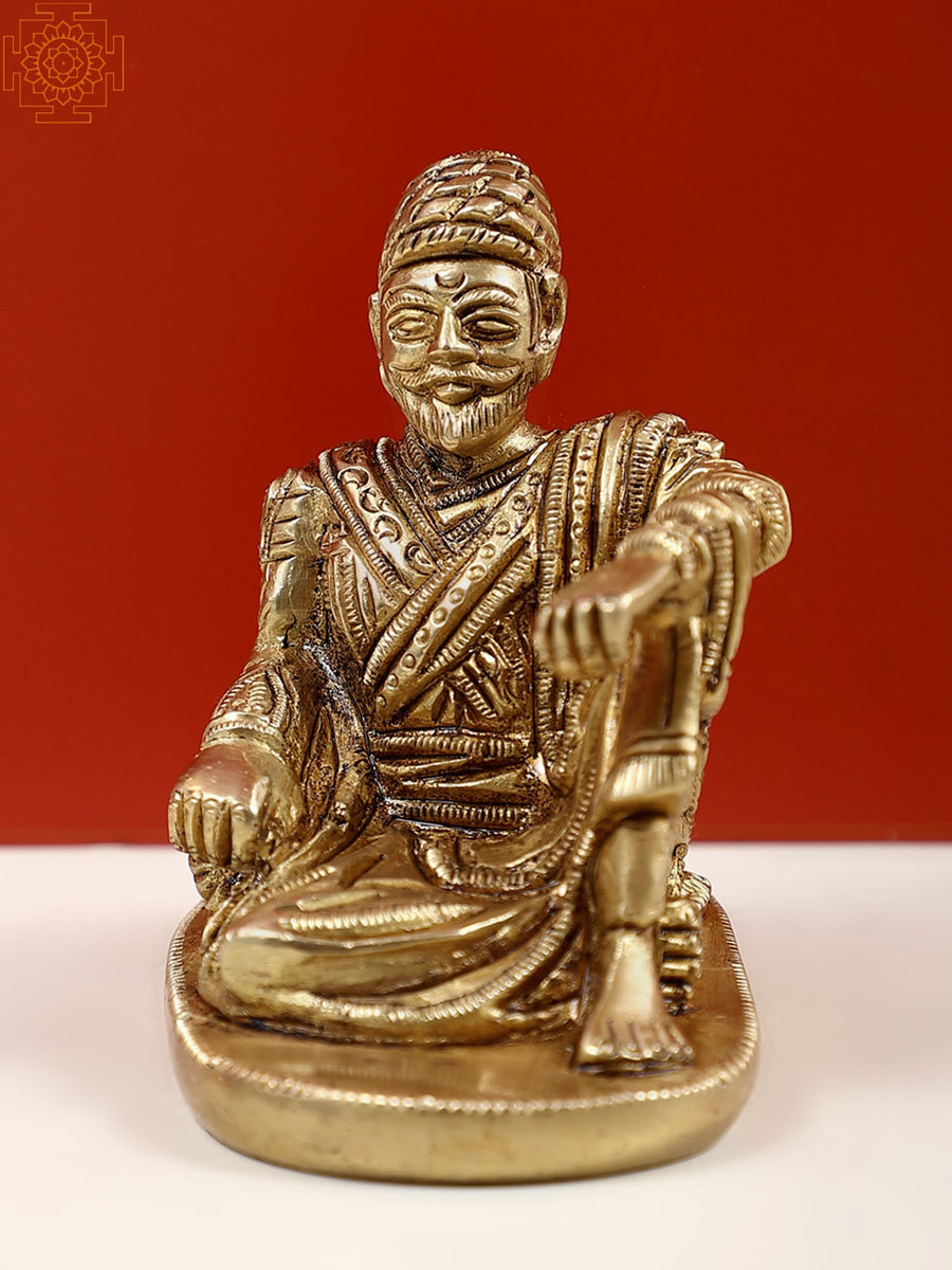 4" Small Brass Chhatrapati Shivaji Maharaj Statue