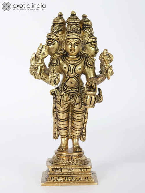 6" Trideva Brass Idols Set - Brahma, Vishnu, Shiva