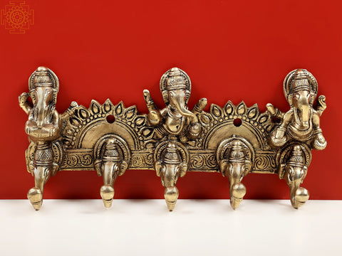 10" Brass Ganesha Design Key Hanger