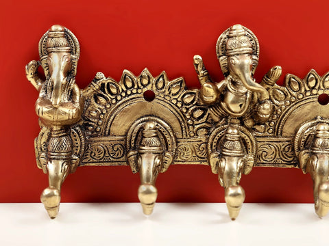 10" Brass Ganesha Design Key Hanger