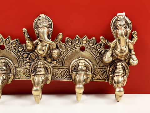 10" Brass Ganesha Design Key Hanger