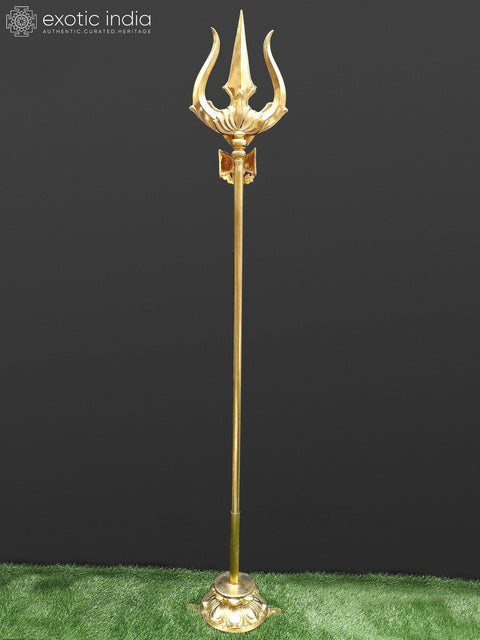 Large Size Shiva''s Trishul (Trident) with Stand In Brass