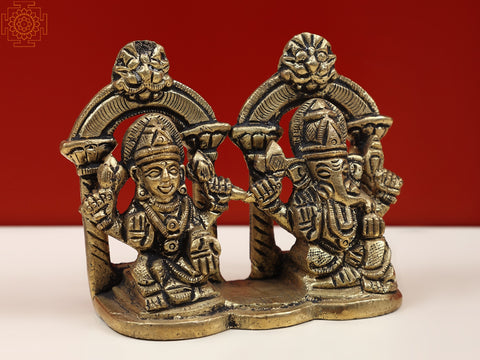 2" Brass Devi Lakshmi with Ganesha Statue | Handcrafted Brass Artwork