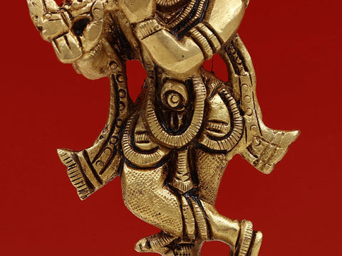 4" Small Brass Lord Krishna Idol Playing Flute