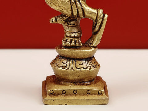 4" Small Brass Lord Krishna Idol Playing Flute