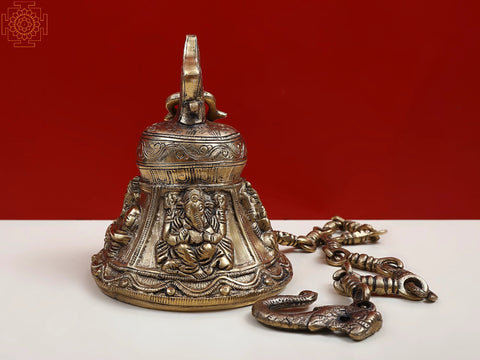 6" Brass Lord Ganesha Hanging Bell
