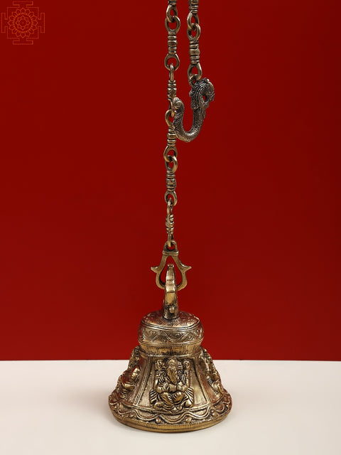 6" Brass Lord Ganesha Hanging Bell