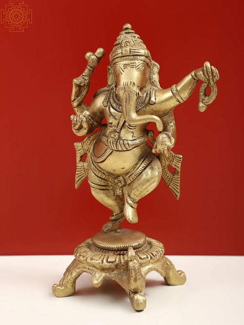 7" Brass Dancing Ganesha Handmade Statue