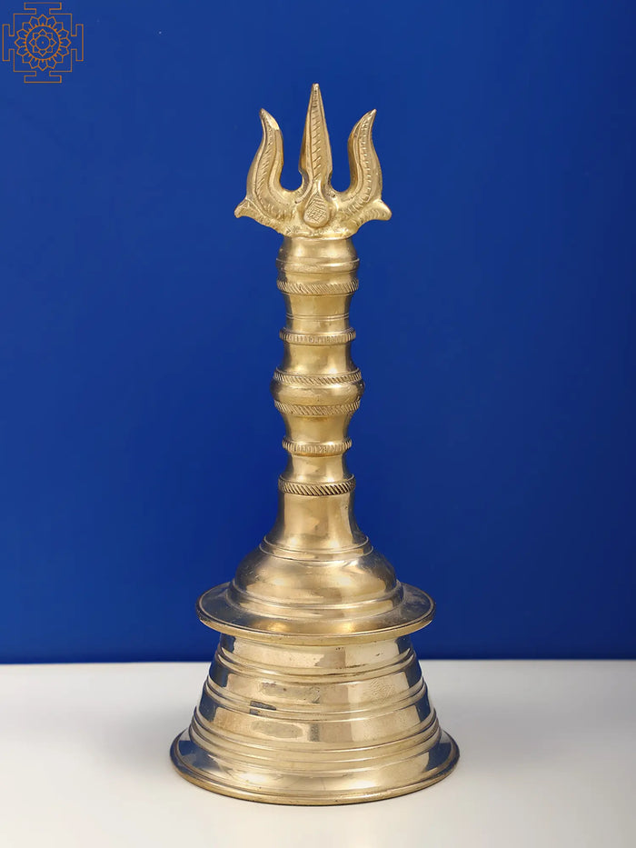 7" Brass Trishul (Trident) Ritual Handheld Bell