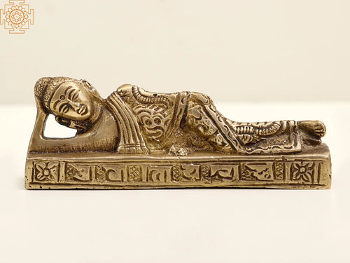 4" Small Brass Relaxing Buddha Statue for Home Decor