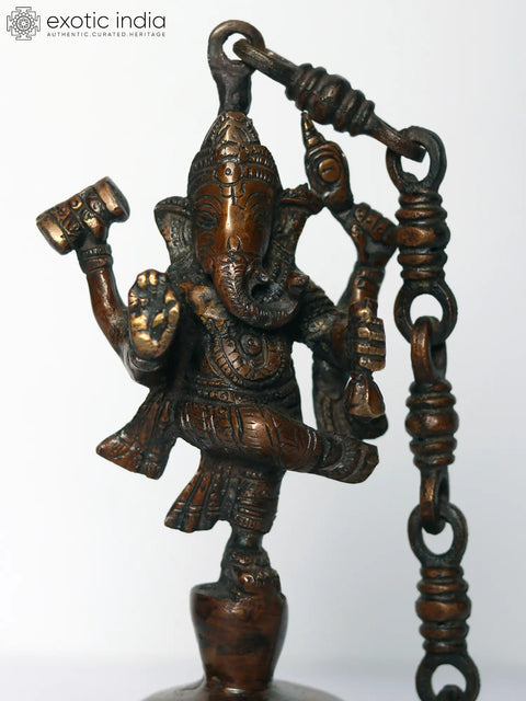11" Brass Dancing Ganesha Hanging Bell