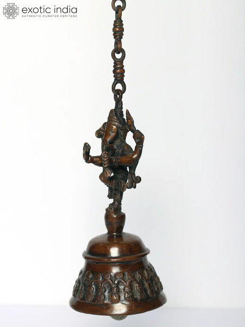 11" Brass Dancing Ganesha Hanging Bell