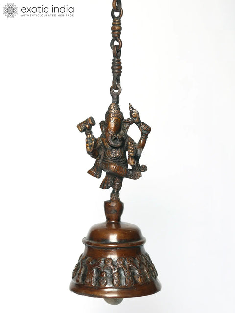 11" Brass Dancing Ganesha Hanging Bell
