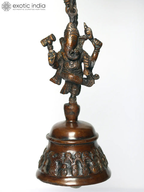 11" Brass Dancing Ganesha Hanging Bell