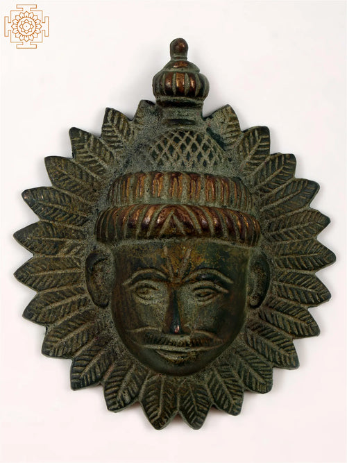 4" Brass Surya Dev Wall Hanging Statue for Pooja