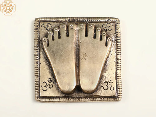 2" Small Brass Charan Paduka Statue for Pooja