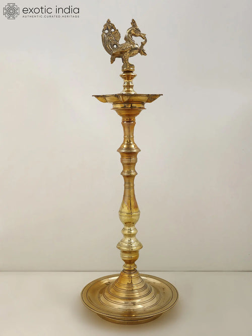 24" Brass Peacock Annam Lamp for Home Decor