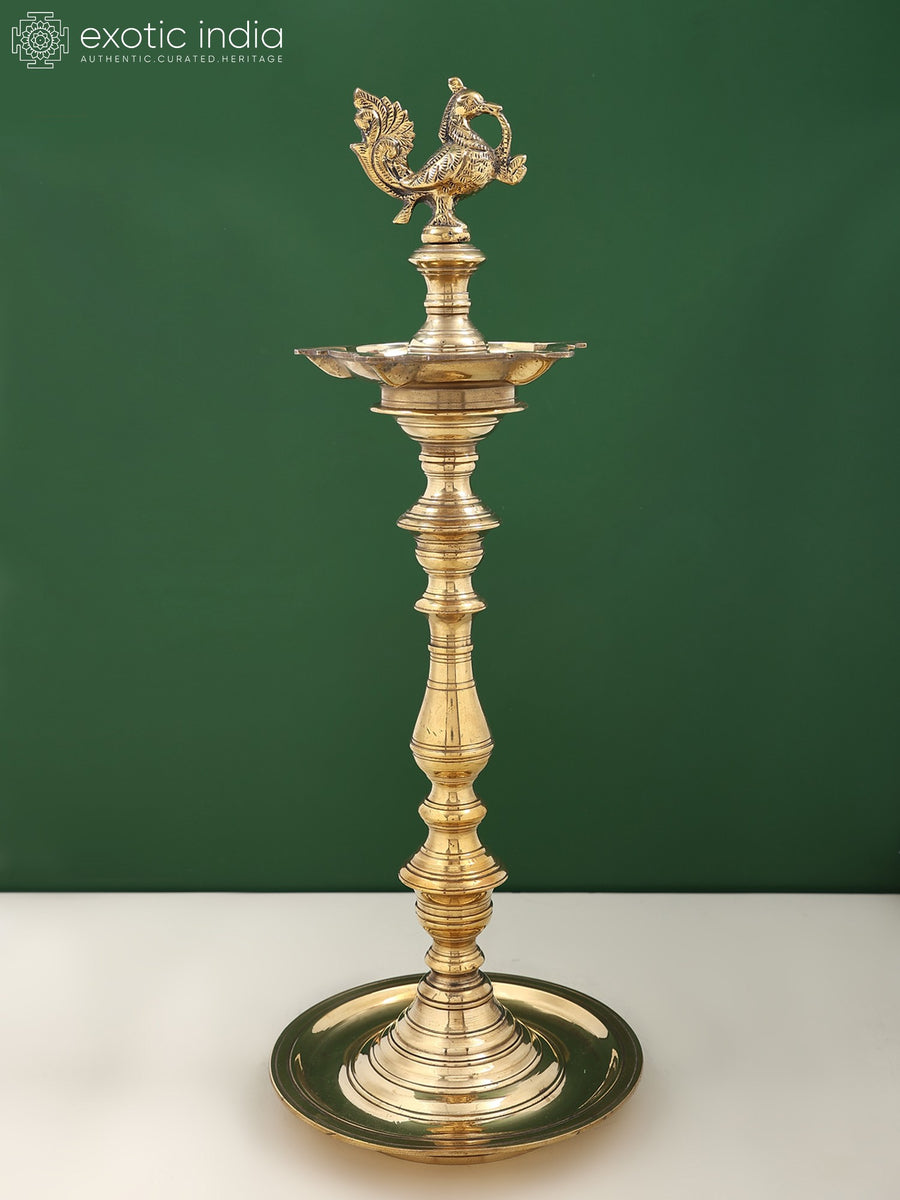 20" Brass Peacock Annam Lamp for Home Decor