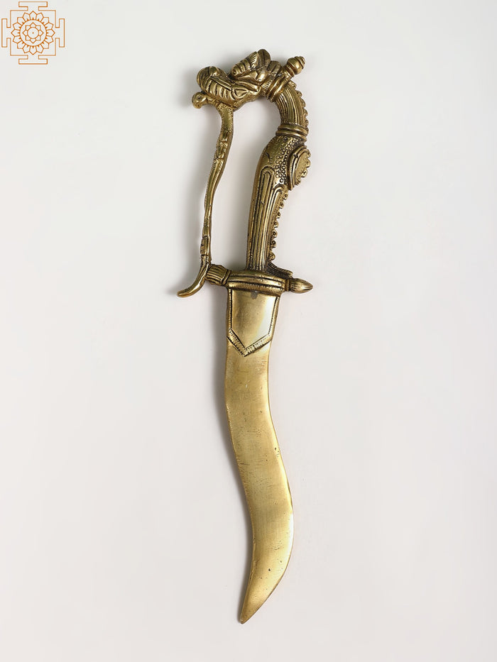 10" Brass Dragon Design Dagger Statue