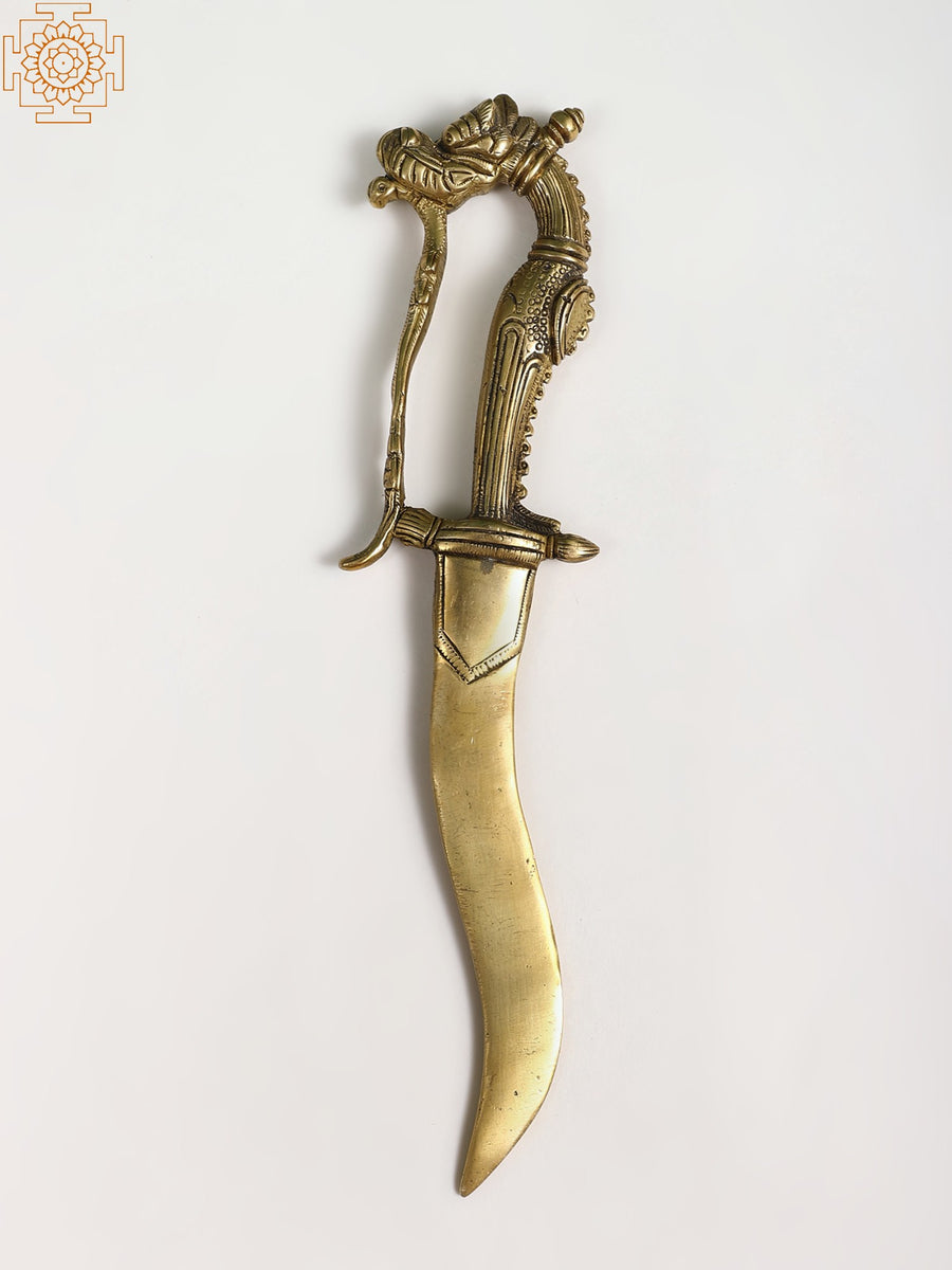 10" Brass Dragon Design Dagger Statue